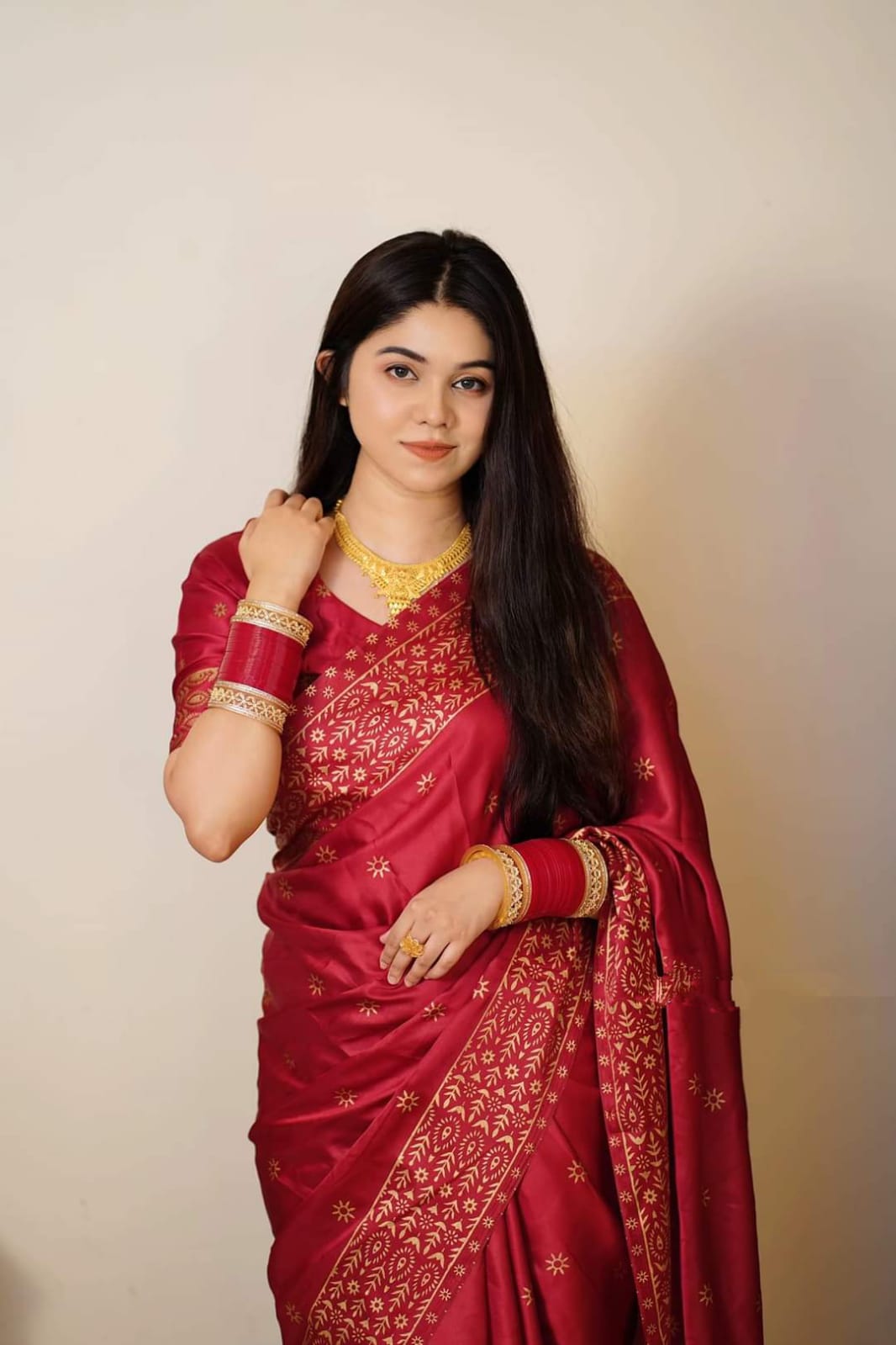 Premium Japani Silk Saree - প্রিমিয়াম জাপানি সিল্ক শাড়ি ( Black & Maroon)