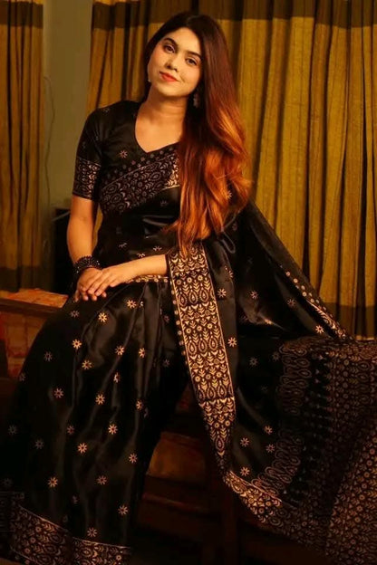 Premium Japani Silk Saree - প্রিমিয়াম  জাপানি সিল্ক শাড়ি ( Black & Maroon)