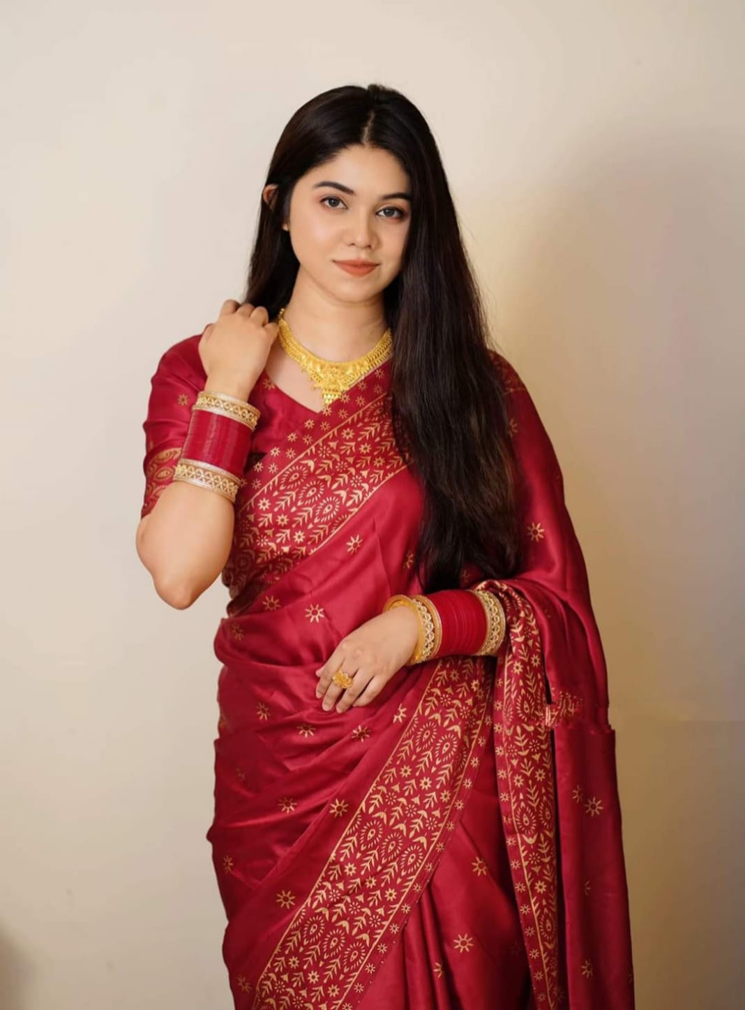 Premium Japani Silk Saree - প্রিমিয়াম  জাপানি সিল্ক শাড়ি ( Black & Maroon)